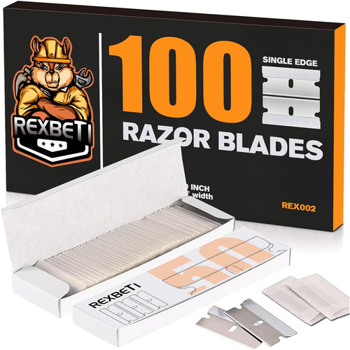 100PCS Single Edge Razor Blades, Industrial Razor Blades for Scraper, Suitable for Removing Labels, Decals, Stickers and Old Paint